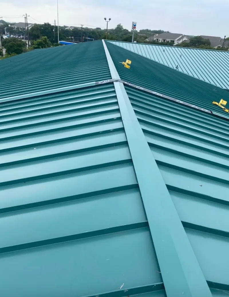 Green commercial metal roof ridge and valley for Metal Roof Repair in Schuyler